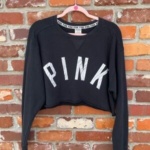 Victoria's Secret PINK Black Cropped Sweatshirt